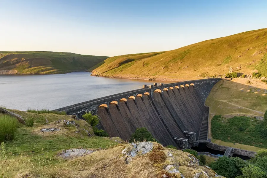 A dam in the Elan Valley in Wales.