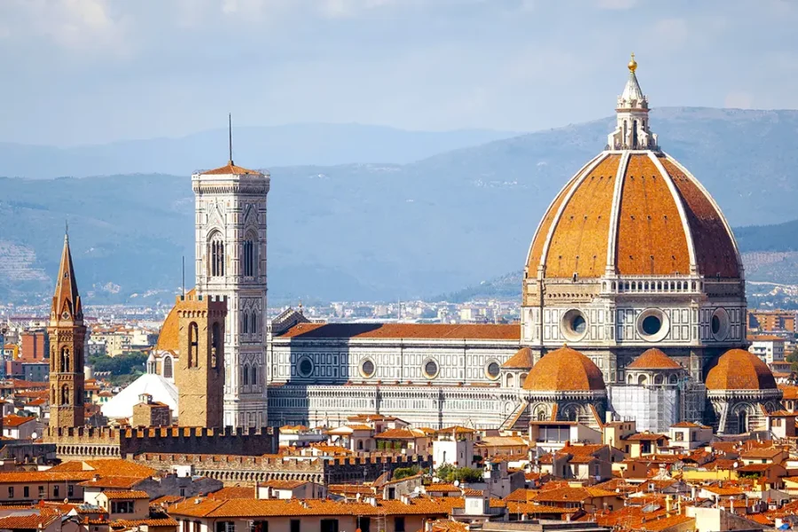 The Duomo and skyline of Florence, Italy.