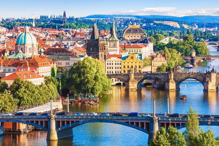 View of Prague from above.